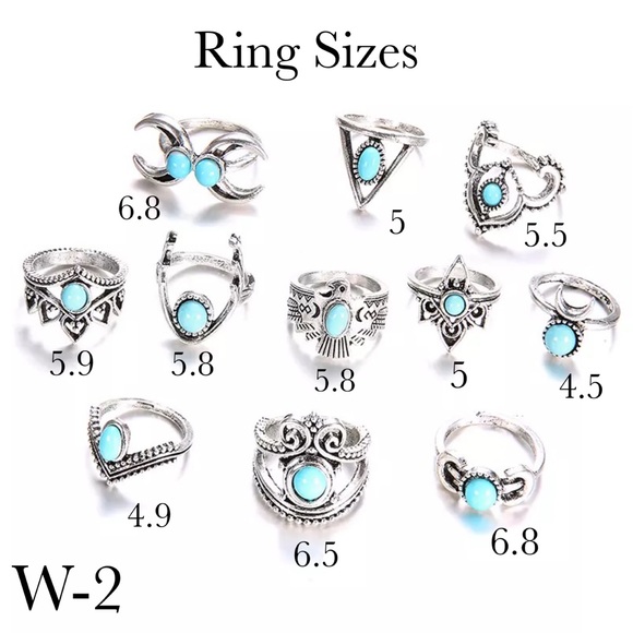 11 Pcs Tribal Silver Turquoise Gem Ring Set - Picture 16 of 16
